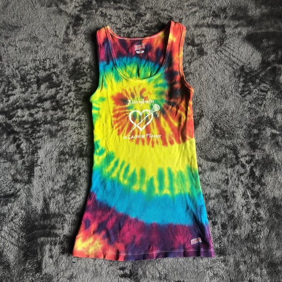 Soffe Rainbow Tie-Dye Lacrosse Racerback Tank Top - Picture 2 of 6